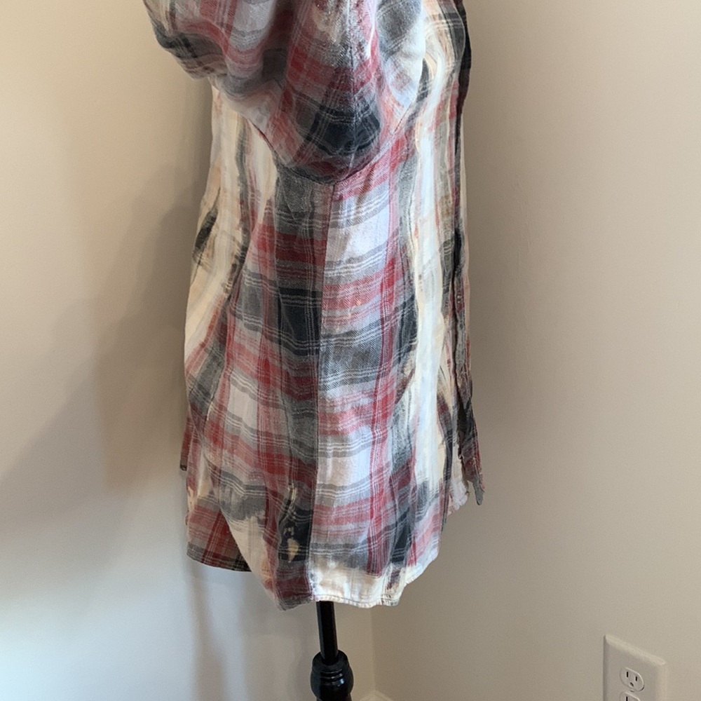 Franklin Flannels Vintage Bleach Splattered Button Down 
(Gray & Burgundy) - Picture 6 of 11